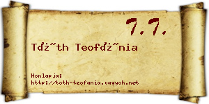 Tóth Teofánia névjegykártya